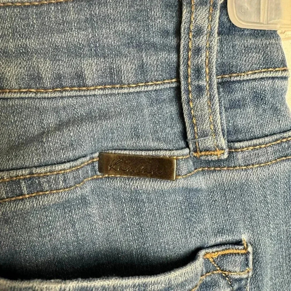 KanCan Fringe Hem Medium Wash Cropped Jeans - Picture 6 of 7